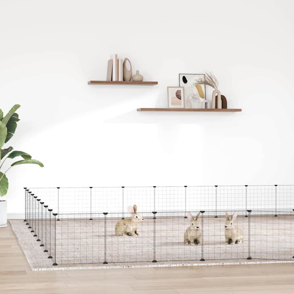 vidaXL 36-Panel Pet Cage with Door Black 315x315x35 cm Steel