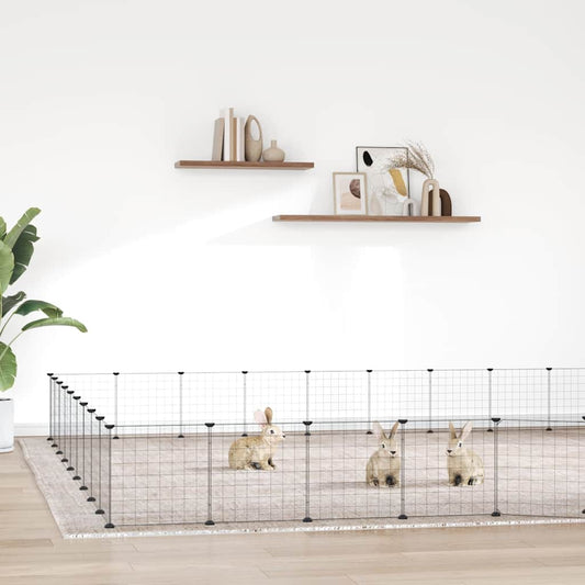 vidaXL 36-Panel Pet Cage with Door Black 315x315x35 cm Steel