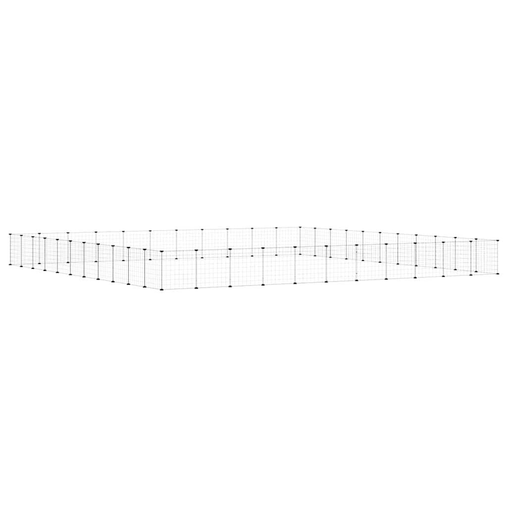 vidaXL 44-Panel Pet Cage with Door Black 385x385x35 cm Steel