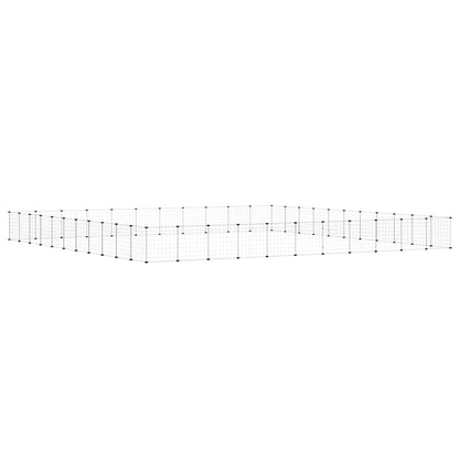 vidaXL 44-Panel Pet Cage with Door Black 385x385x35 cm Steel