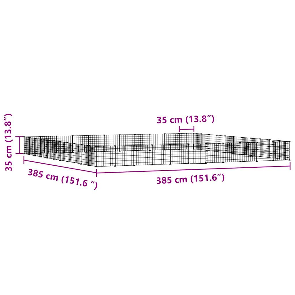 vidaXL 44-Panel Pet Cage with Door Black 35x35 cm Steel