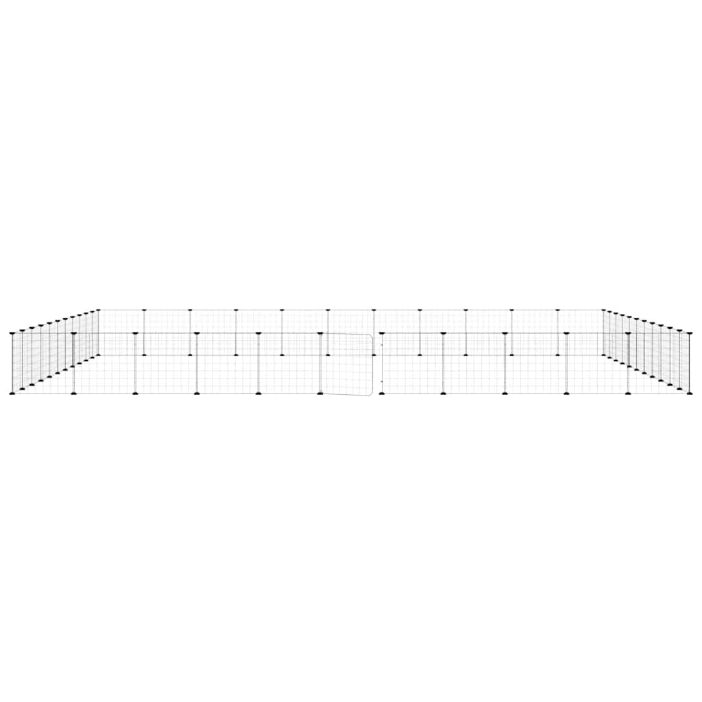 vidaXL 44-Panel Pet Cage with Door Black 385x385x35 cm Steel