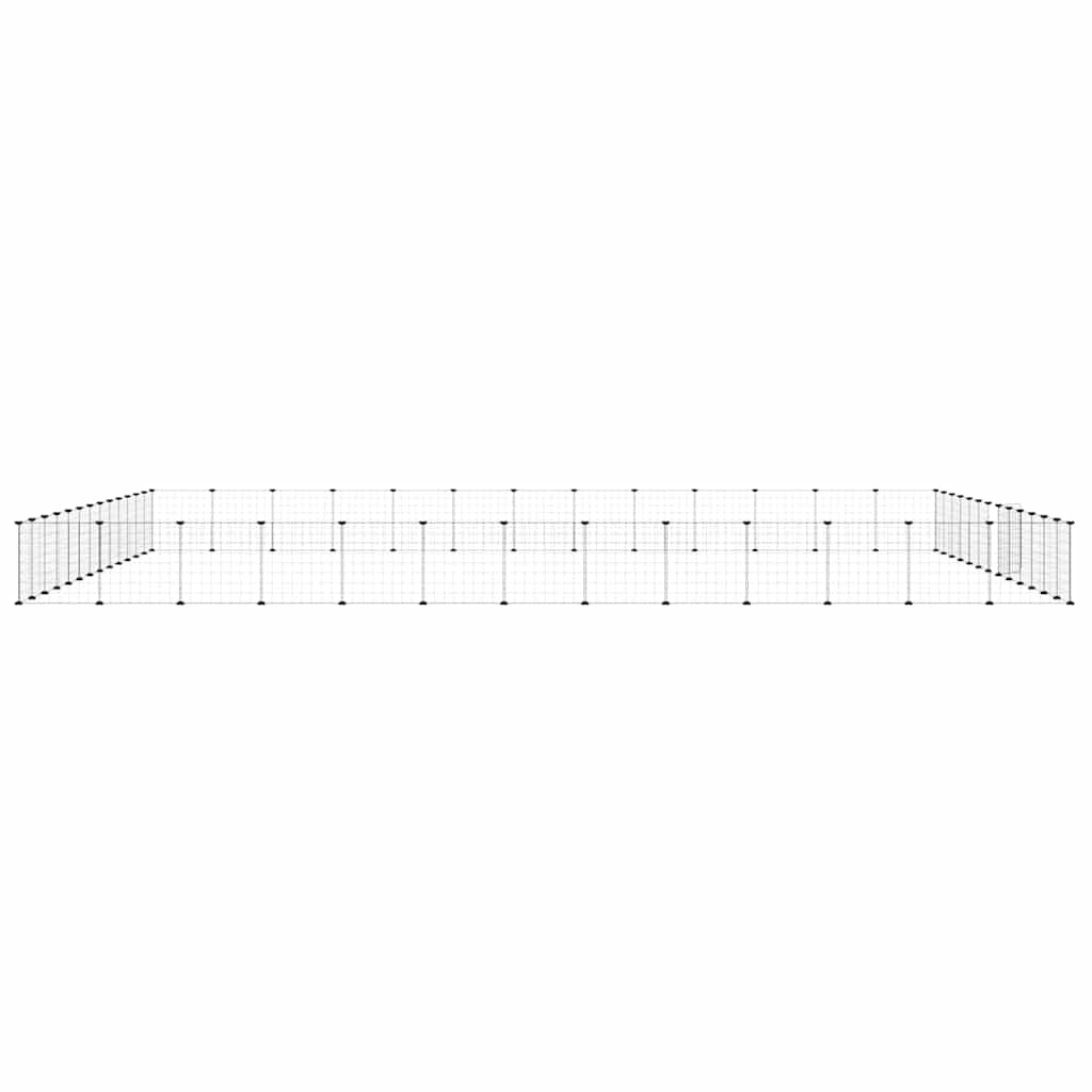 vidaXL 52-Panel Pet Cage with Door Black 455x455x35 cm Steel