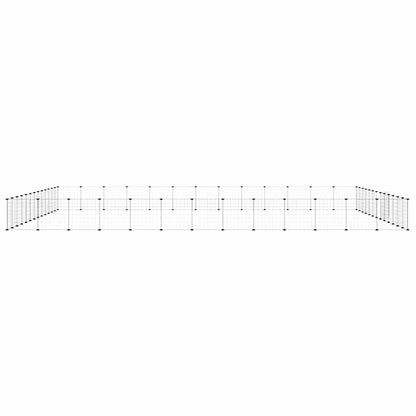 vidaXL 52-Panel Pet Cage with Door Black 455x455x35 cm Steel