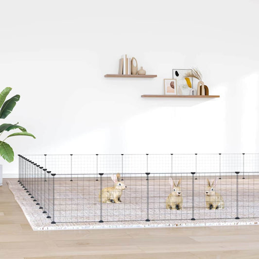 vidaXL Pet Cage | Black | Powder-coated steel | Large | Collapsible | Pet Cage