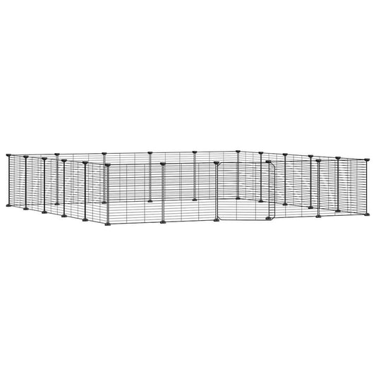 vidaXL 20-Panel Pet Cage with Door Black 35x35 cm Steel