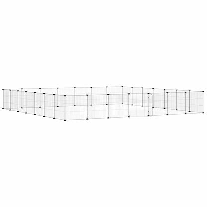 vidaXL 28-Panel Pet Cage with Door Black 245x245x35 cm Steel