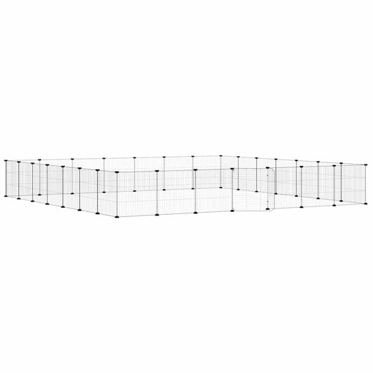 vidaXL 28-Panel Pet Cage with Door Black 245x245x35 cm Steel