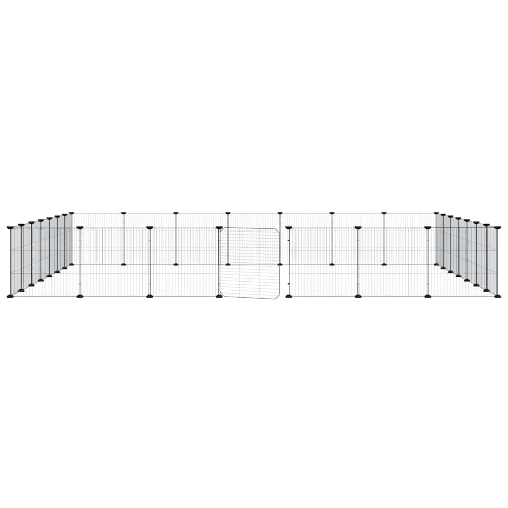 vidaXL 28-Panel Pet Cage with Door Black 245x245x35 cm Steel