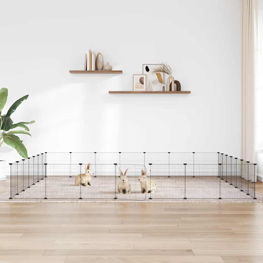vidaXL 28-Panel Pet Cage with Door Black 245x245x35 cm Steel