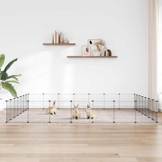 vidaXL 28-Panel Pet Cage with Door Black 245x245x35 cm Steel