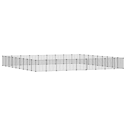 vidaXL 36-Panel Pet Cage with Door Black 35x35 cm Steel