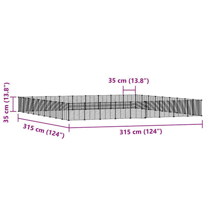 vidaXL 36-Panel Pet Cage with Door Black 35x35 cm Steel