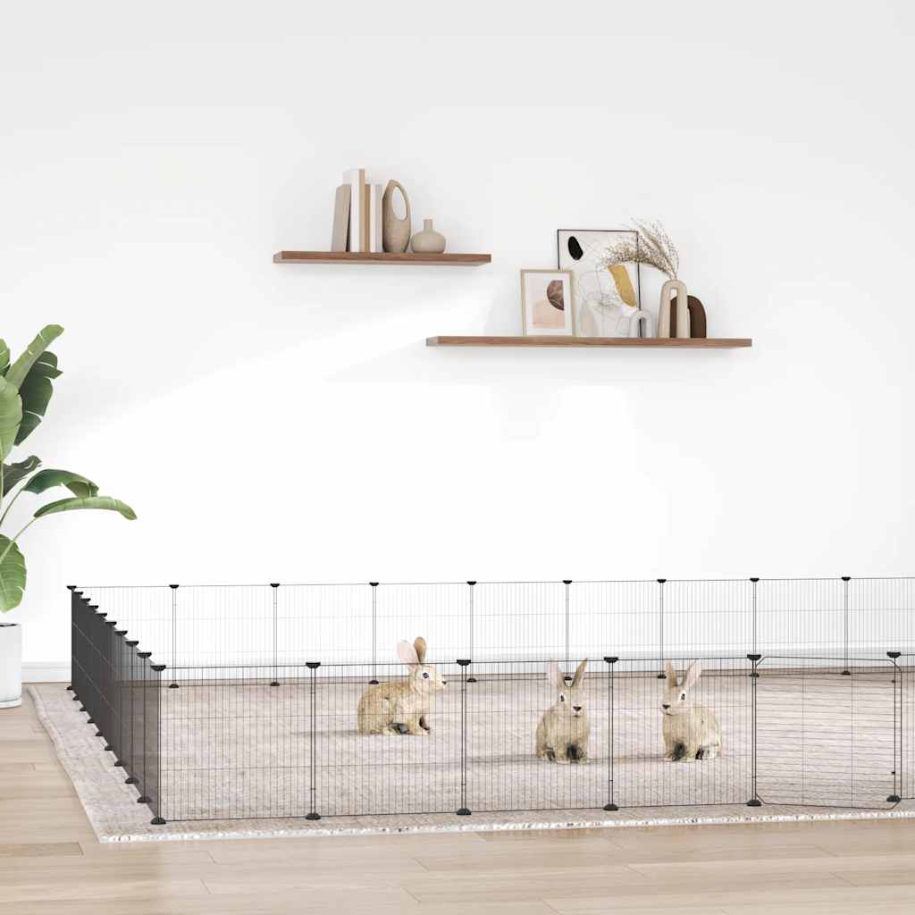 vidaXL 36-Panel Pet Cage with Door Black 315x315x35 cm Steel