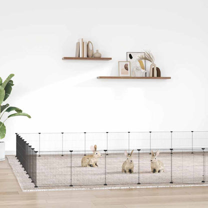 vidaXL 36-Panel Pet Cage with Door Black 315x315x35 cm Steel