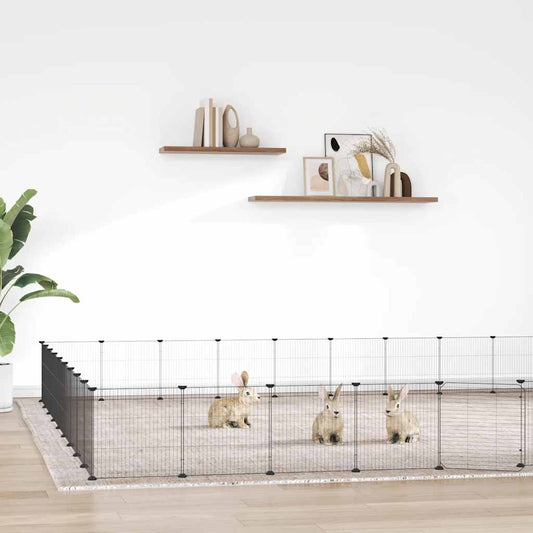 vidaXL 36-Panel Pet Cage with Door Black 315x315x35 cm Steel