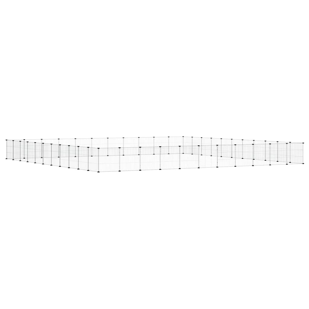 vidaXL 44-Panel Pet Cage with Door Black 385x385x35 cm Steel