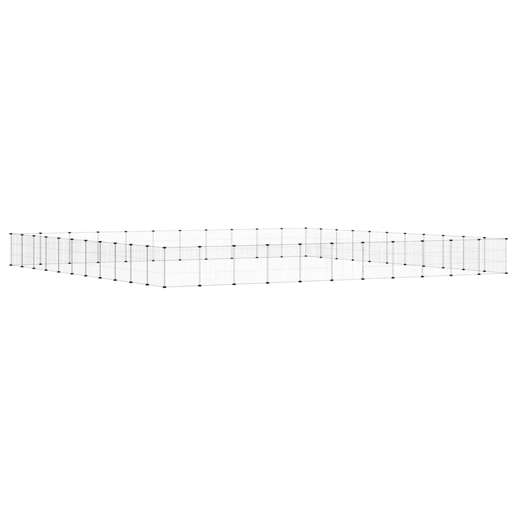 vidaXL 44-Panel Pet Cage with Door Black 385x385x35 cm Steel