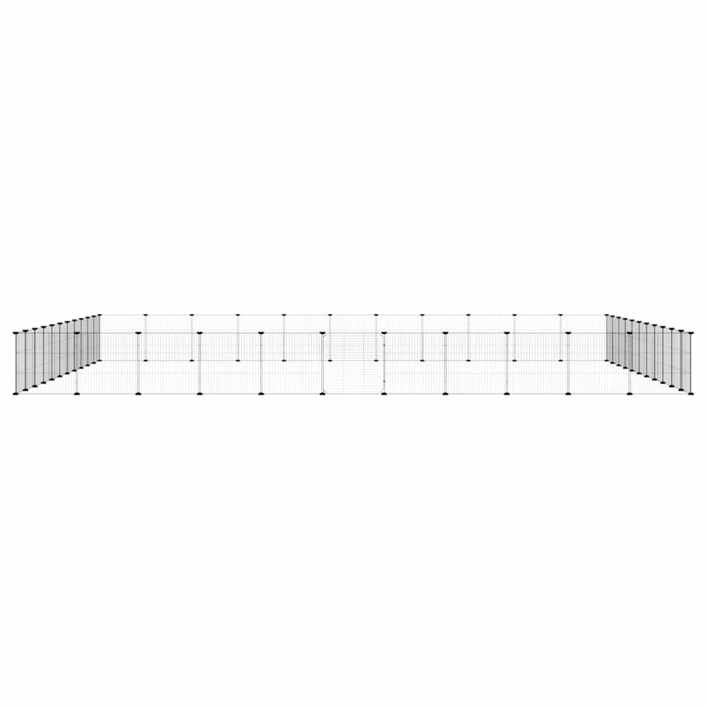 vidaXL 44-Panel Pet Cage with Door Black 385x385x35 cm Steel