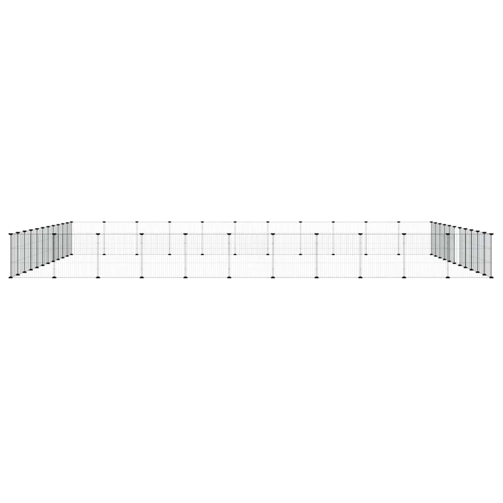 vidaXL 44-Panel Pet Cage with Door Black 385x385x35 cm Steel