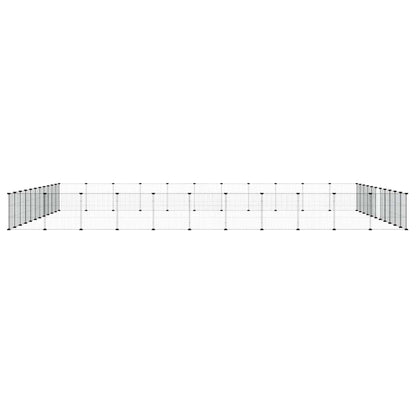 vidaXL 44-Panel Pet Cage with Door Black 385x385x35 cm Steel