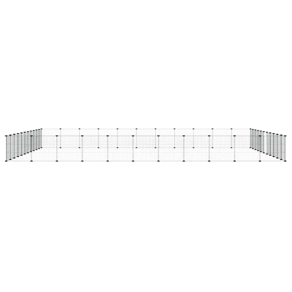vidaXL 44-Panel Pet Cage with Door Black 385x385x35 cm Steel