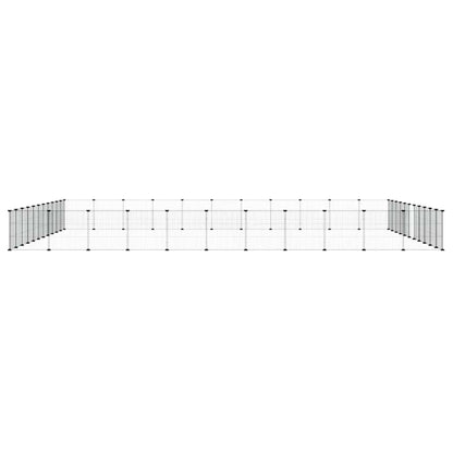 vidaXL 44-Panel Pet Cage with Door Black 385x385x35 cm Steel