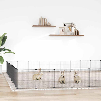 vidaXL 44-Panel Pet Cage with Door Black 385x385x35 cm Steel