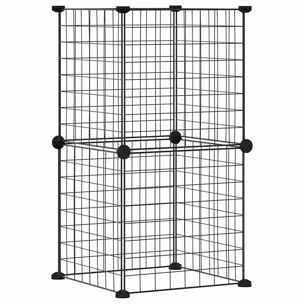 vidaXL 8-Panel Pet Cage Black 35x35 cm Steel