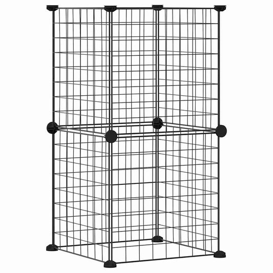 vidaXL 8-Panel Pet Cage Black 35x35 cm Steel