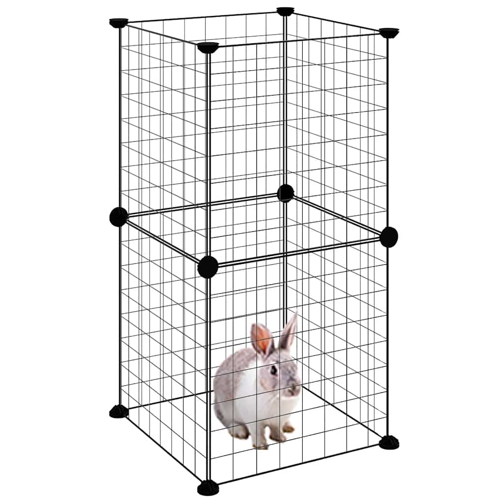 vidaXL 8-Panel Pet Cage Black 35x35x70 cm Steel