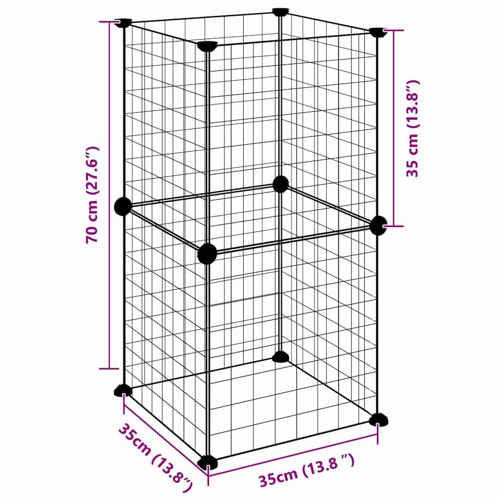 vidaXL 8-Panel Pet Cage Black 35x35 cm Steel