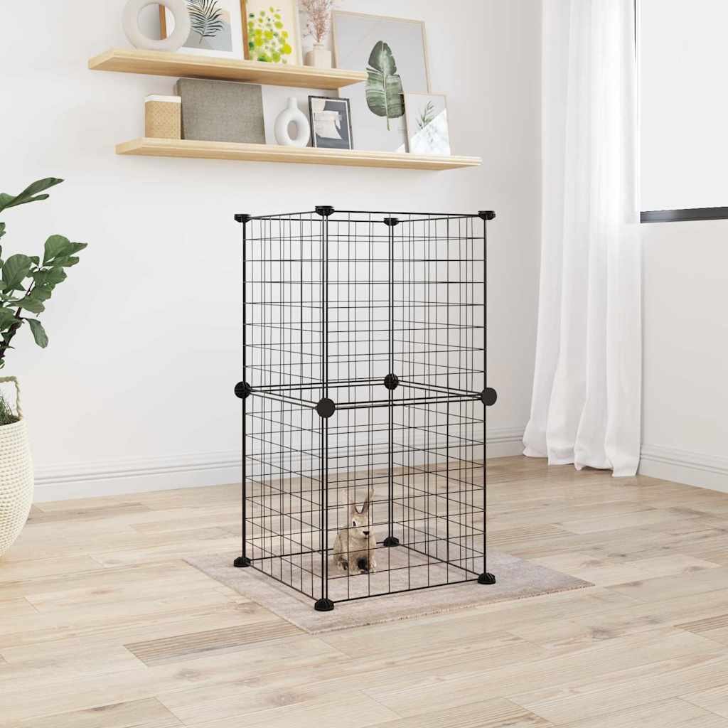 vidaXL 8-Panel Pet Cage Black 35x35 cm Steel