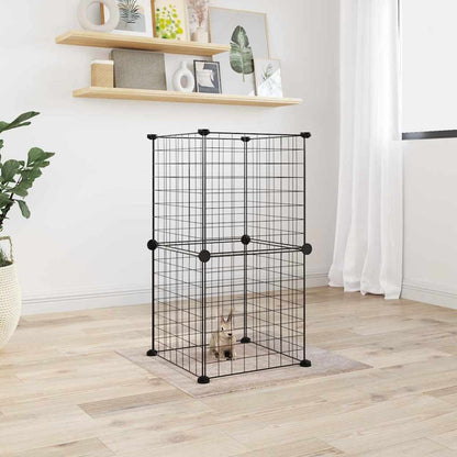 vidaXL 8-Panel Pet Cage Black 35x35 cm Steel