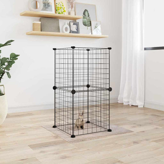 vidaXL 8-Panel Pet Cage Black 35x35 cm Steel