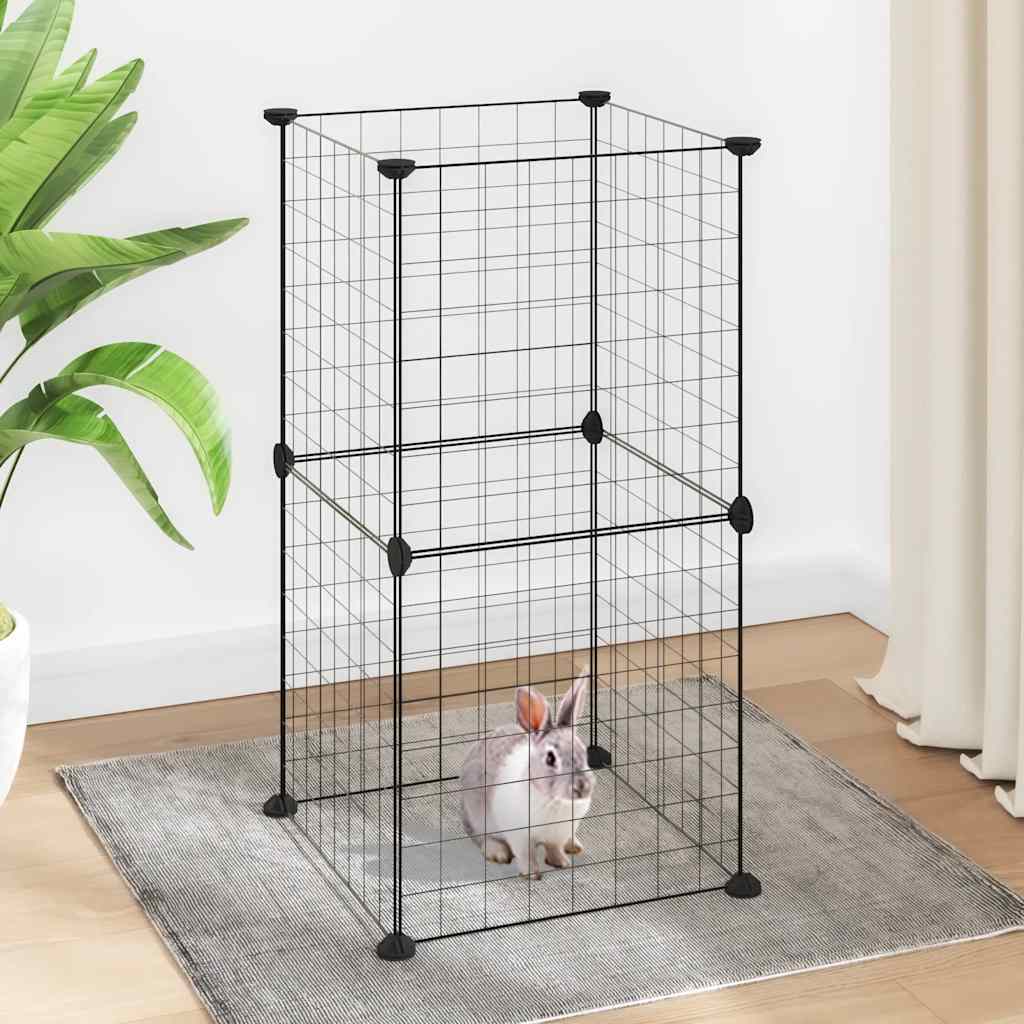 vidaXL 8-Panel Pet Cage Black 35x35x70 cm Steel