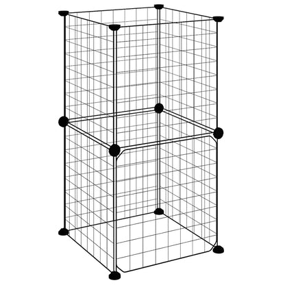 vidaXL 8-Panel Pet Cage with Door Black 35x35x70 cm Steel