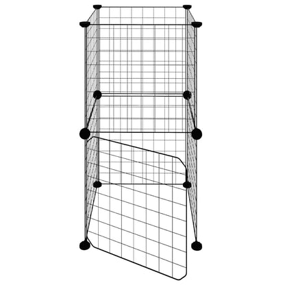 vidaXL 8-Panel Pet Cage with Door Black 35x35 cm Steel