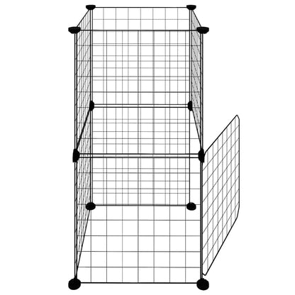 vidaXL 8-Panel Pet Cage with Door Black 35x35 cm Steel
