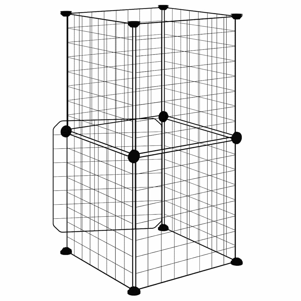 vidaXL 8-Panel Pet Cage with Door Black 35x35 cm Steel