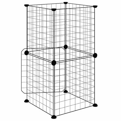 vidaXL 8-Panel Pet Cage with Door Black 35x35 cm Steel