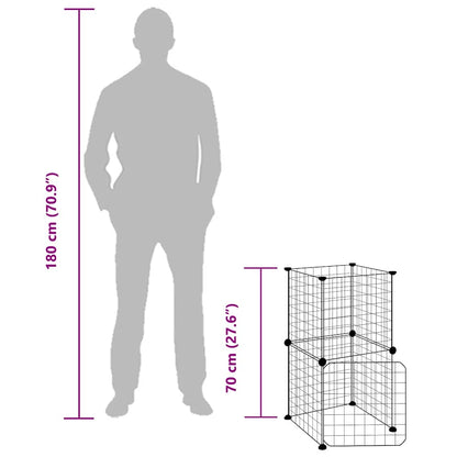 vidaXL 8-Panel Pet Cage with Door Black 35x35 cm Steel