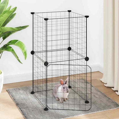vidaXL 8-Panel Pet Cage with Door Black 35x35x70 cm Steel