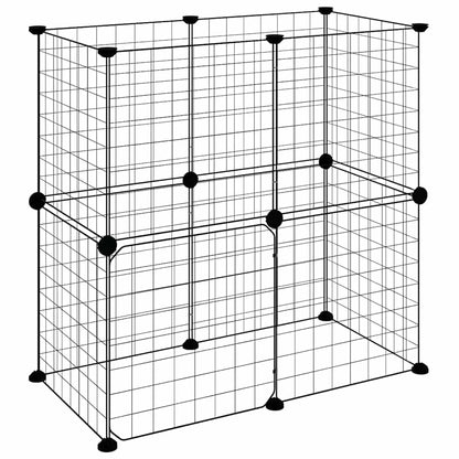 vidaXL 12-Panel Pet Cage with Door Black 70x35x70 cm Steel