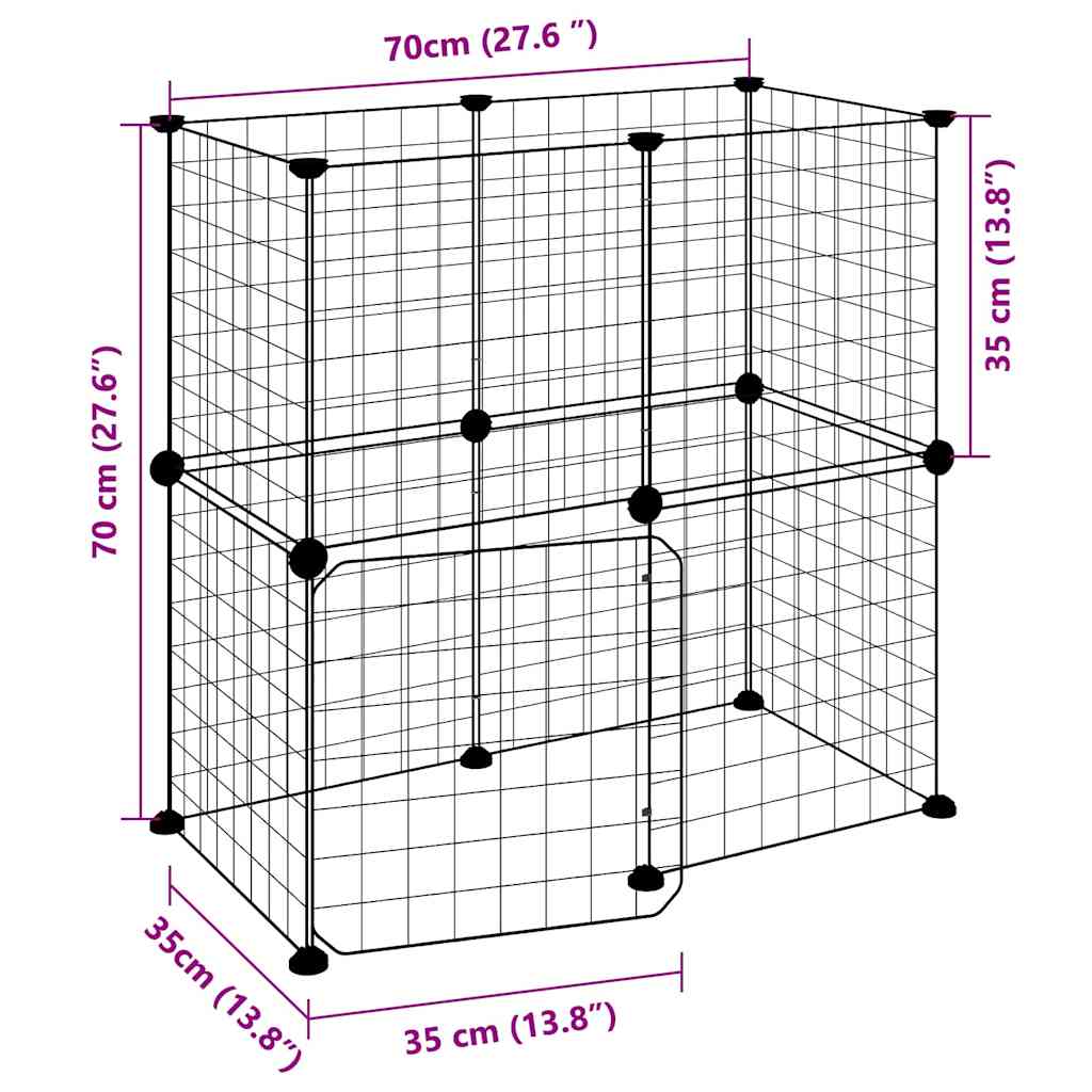 vidaXL Pet Cage | Black | Powder-coated steel | Adjustable size