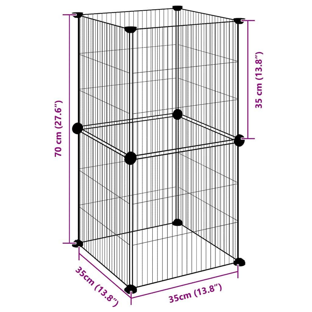 vidaXL Pet Cage | Black | Powder-coated steel | 35 x 35 x 70 cm | Pet Cage