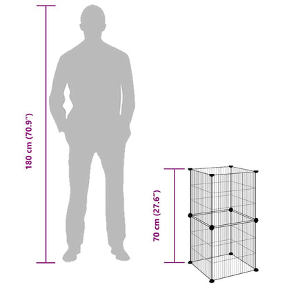 vidaXL 8-Panel Pet Cage Black 35x35x70 cm Steel