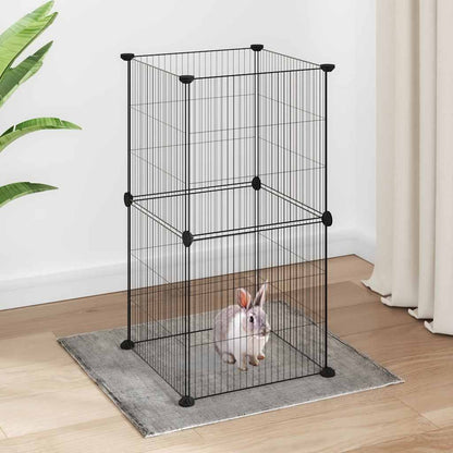 vidaXL 8-Panel Pet Cage Black 35x35x70 cm Steel