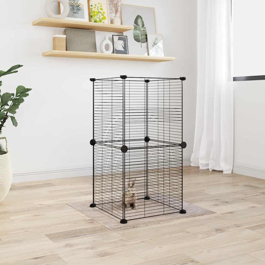 vidaXL 8-Panel Pet Cage Black 35x35 cm Steel