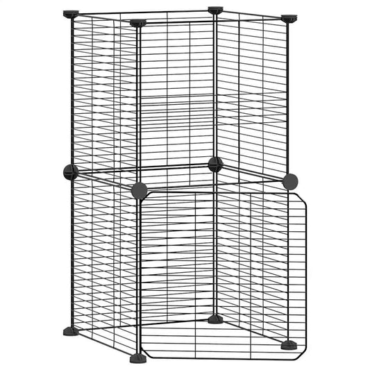 vidaXL 8-Panel Pet Cage with Door Black 35x35 cm Steel